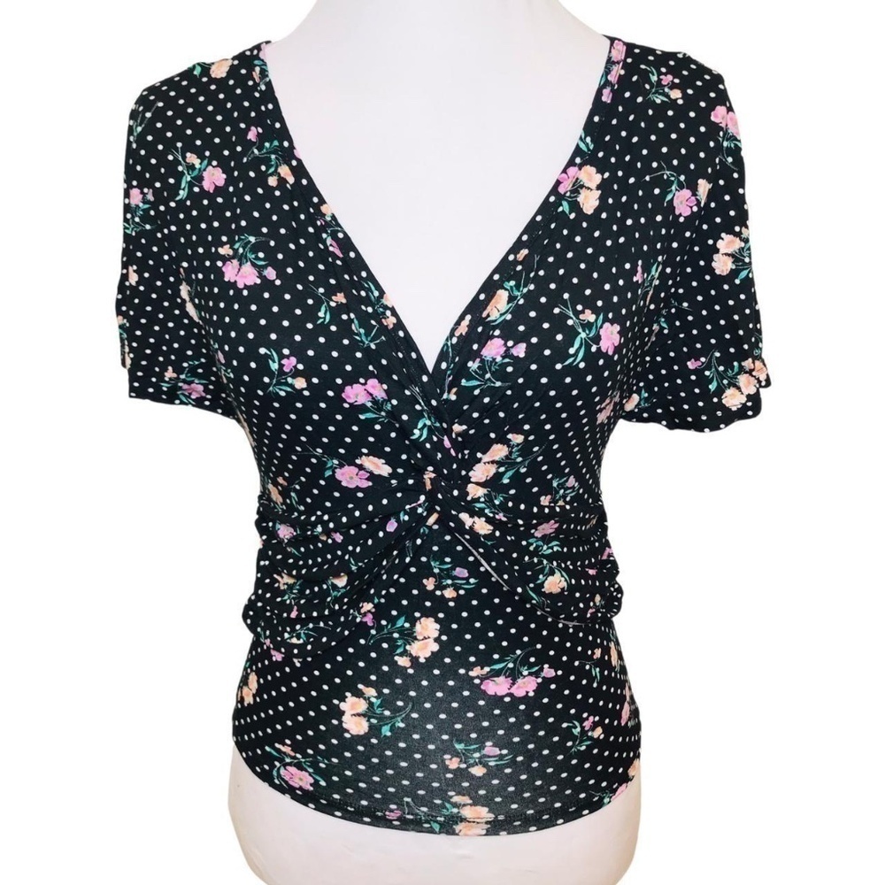 NWT Floral Polka-Dot Print Top | XS